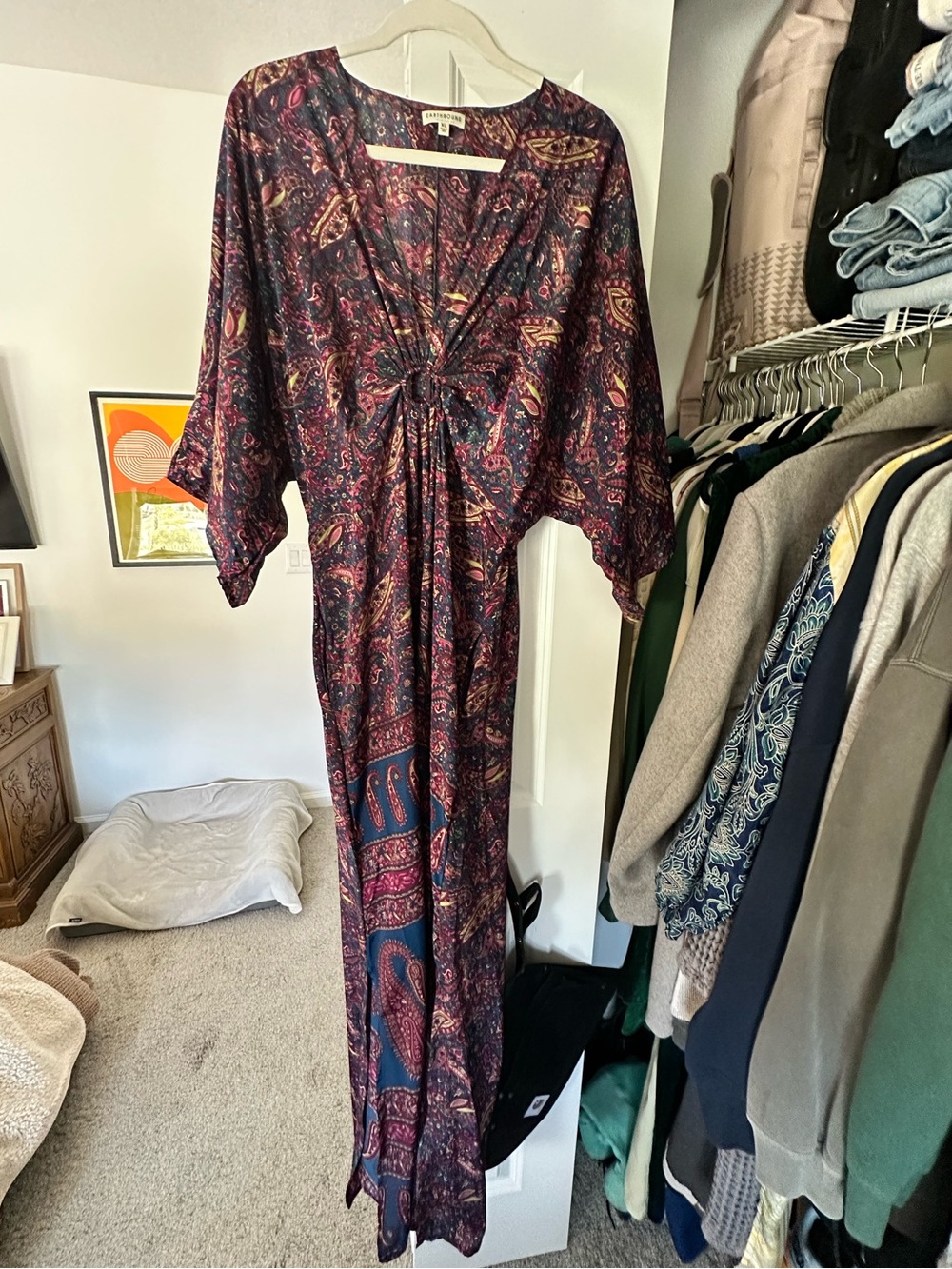 EARTHBOUND Paisley Maxi Dress in Navy and Burgundy
